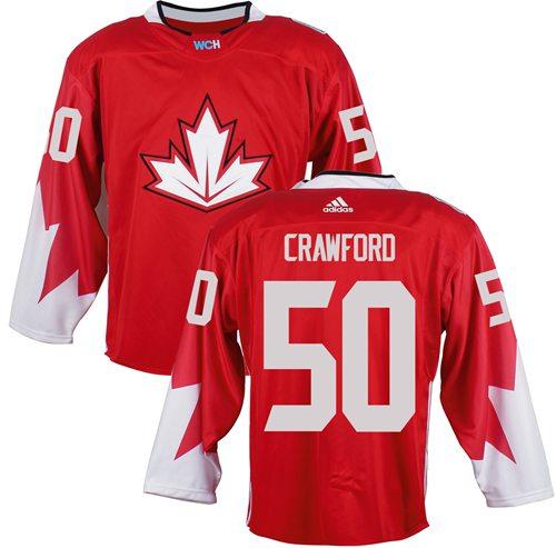 Team Canada #50 Corey Crawford Red 2016 World Cup Stitched Youth NHL Jersey