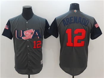 Team USA #12 Arenado Gray 2017 World Baseball Classic Authentic Stitched MLB Jersey