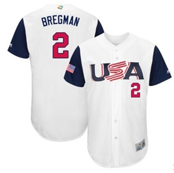 Team USA #2 Bregman White 2017 World Baseball Classic Authentic Stitched MLB Jersey
