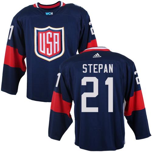 Team USA #21 Derek Stepan Navy Blue 2016 World Cup Stitched Youth NHL Jersey