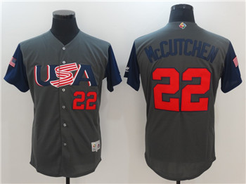 Team USA #22 Mccutchen Gray 2017 World Baseball Classic Authentic Stitched MLB Jersey