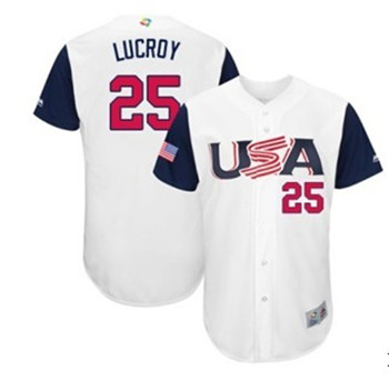 Team USA #25 Lucroy White 2017 World Baseball Classic Authentic Stitched MLB Jersey