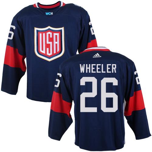 Team USA #26 Blake Wheeler Navy Blue 2016 World Cup Stitched NHL Jersey
