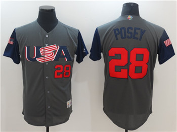 Team USA #28 Buster Posey Gray 2017 World Baseball Classic Authentic Stitched MLB