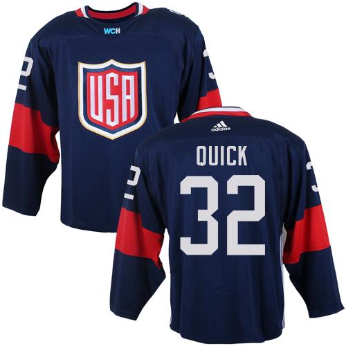 Team USA #32 Jonathan Quick Navy Blue 2016 World Cup Stitched Youth NHL Jersey