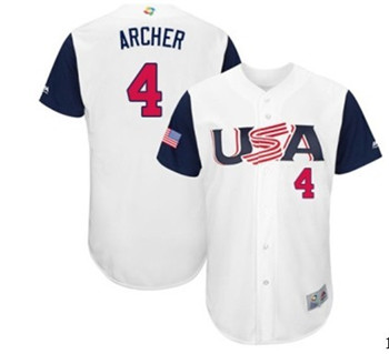 Team USA #4 Molina White 2017 World Baseball Classic Authentic Stitched