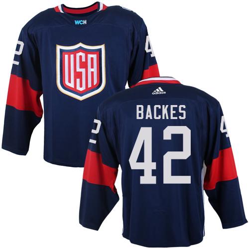 Team USA #42 David Backes Navy Blue 2016 World Cup Stitched Youth NHL Jersey