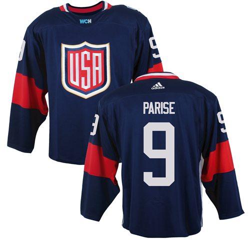 Team USA #9 Zach Parise Navy Blue 2016 World Cup Stitched Youth NHL Jersey
