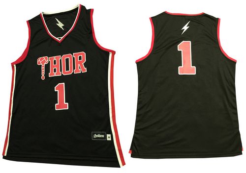 Thor #1 Black Stitched Basketball Jerse