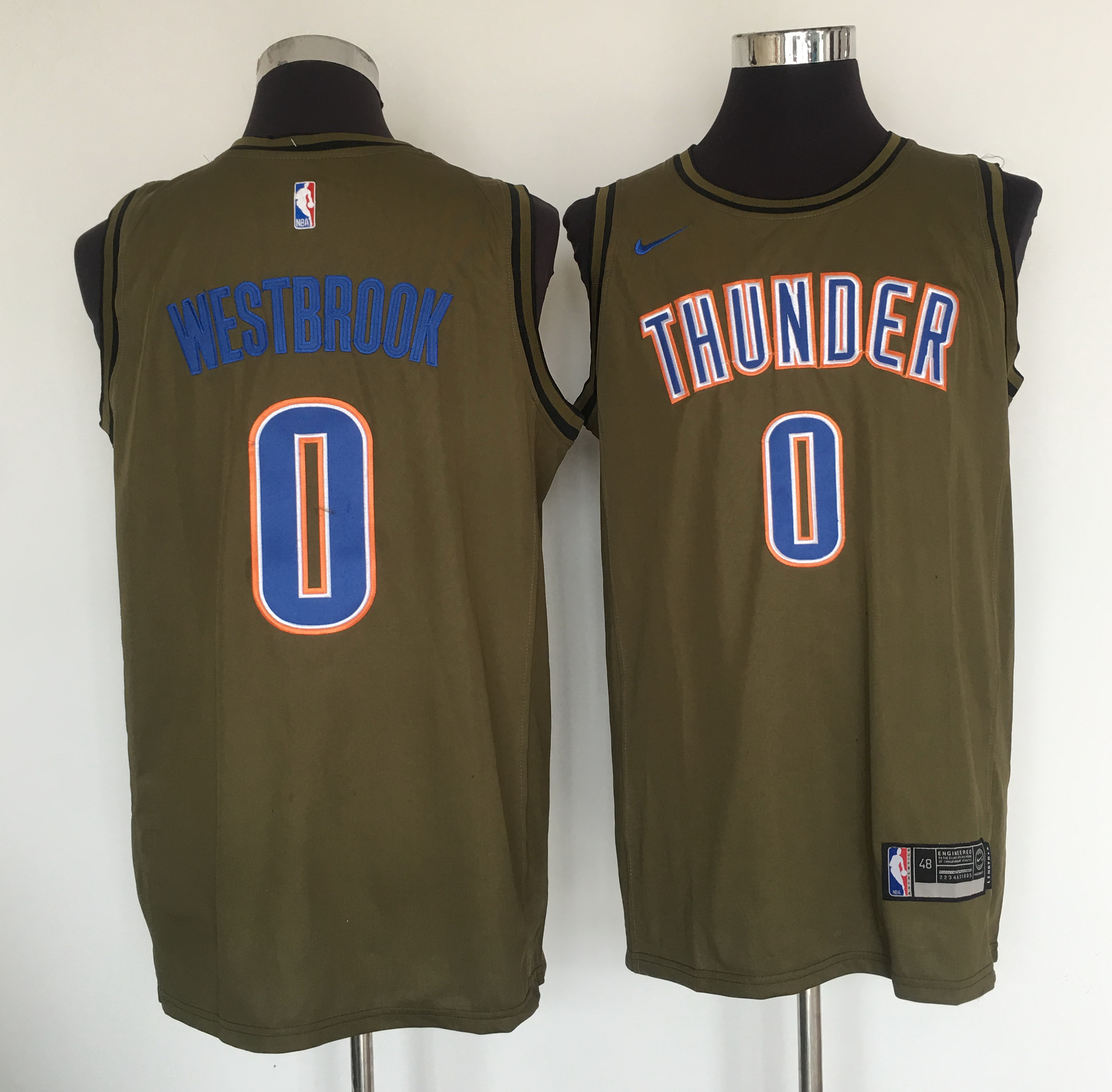 Thunder #0 Russell Westbrook Olive Nike Swingman Jersey Thunder #0 Russell Westbrook Olive Nike Swingman Jersey