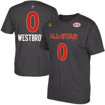 Thunder #0 Russell Westbrook adidas 2017 All-Star Game Name & Number T-Shirt - Charcoal