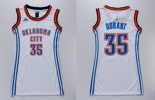 Thunder #35 Kevin Durant White Women's Dress Stitched NBA Jersey Thunder #35 Kevin Durant White Women's Dress Stitched NBA Jersey