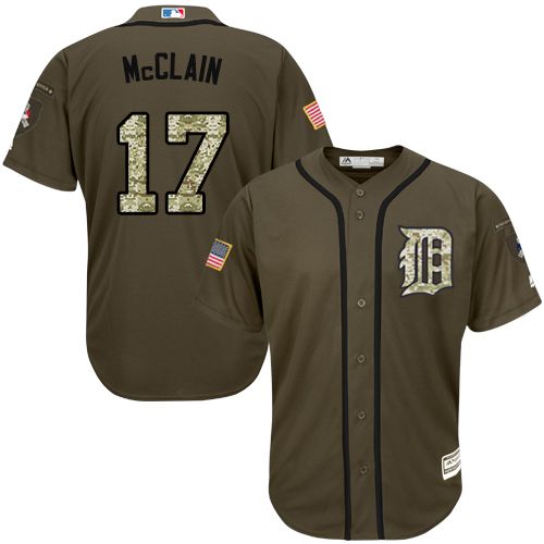 Tigers #17 Denny McClain Green Salute to Service Stitched MLB