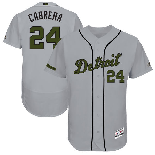 Tigers #24 Miguel Cabrera Gray Men's 2017 Memorial Day Flexbase Player Jersey