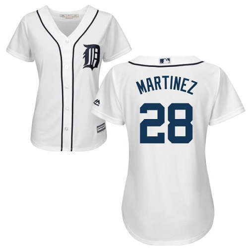 Tigers #28 J. D. Martinez White Home Women's Stitched MLB Jersey