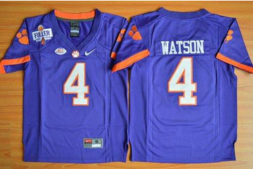 Tigers #4 Deshaun Watson Purple 2016 National Championship Stitched Youth NCAA Jersey