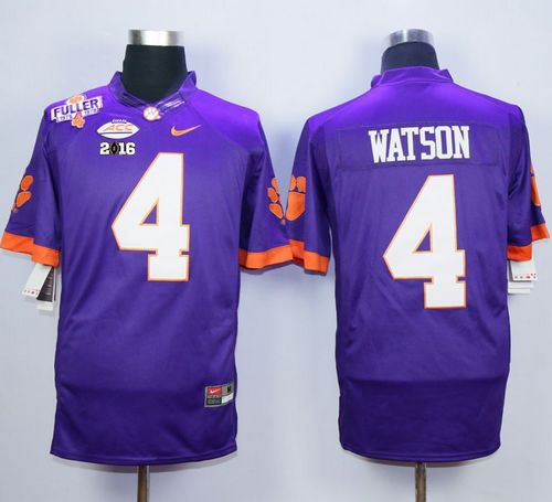 Tigers #4 Deshaun Watson Purple Limited 2016 College Football Playoff National Championship Patch Stitched NCAA Jersey