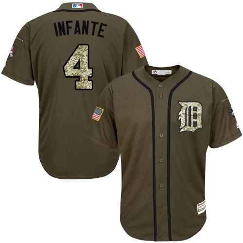 Tigers #4 Omar Infante Green Salute to Service Stitched MLB Jersey Tigers #4 Omar Infante Green Salute to Service Stitched MLB Jersey