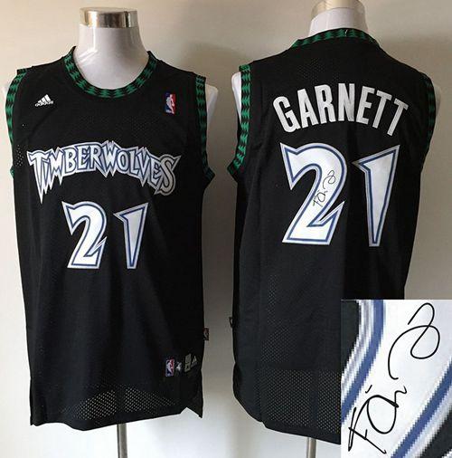 Timberwolves #21 Kevin Garnett Black Autographed Stitched NBA Jersey Timberwolves #21 Kevin Garnett Black Autographed Stitched NBA Jersey
