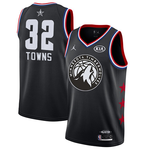 Timberwolves #32 Karl-Anthony Towns Black Youth Basketball Jordan Swingman 2019 All-Star Game Jersey