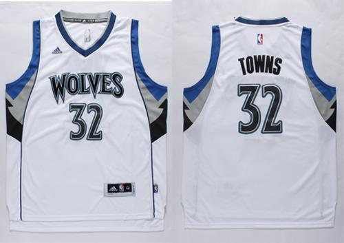 Timberwolves #32 Karl-Anthony Towns White Stitched NBA Jersey