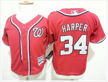 Toddler Washington Nationals #34 Bryce Harper Red Cool Base Stitched MLB Jersey