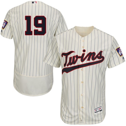 Twins #19 Kennys Vargas Cream Strip Flexbase Authentic Collection Stitched MLB Jersey