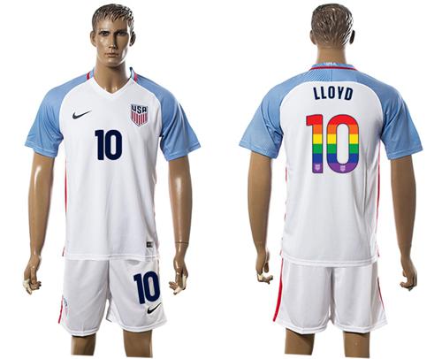 USA #10 LLOYD White Rainbow Soccer Country Jersey USA #10 LLOYD White Rainbow Soccer Country Jersey
