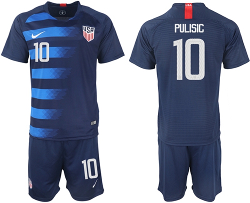 USA #10 Pulisic Away Soccer Country Jersey USA #10 Pulisic Away Soccer Country Jersey