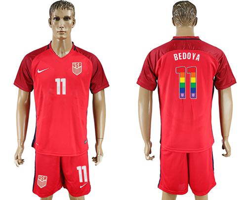 USA #11 Bedoya Red Rainbow Soccer Country Jersey USA #11 Bedoya Red Rainbow Soccer Country Jersey