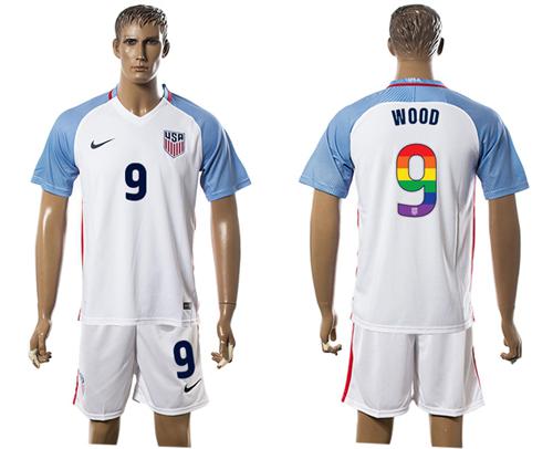USA #9 Wood White Rainbow Soccer Country Jersey USA #9 Wood White Rainbow Soccer Country Jersey