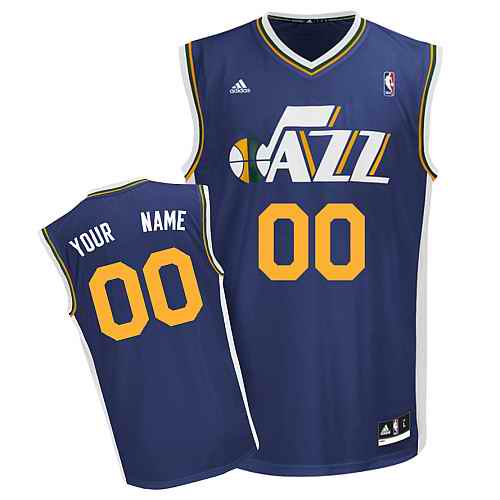 Utah Jazz Custom Dk Blue Adidas Road Jersey