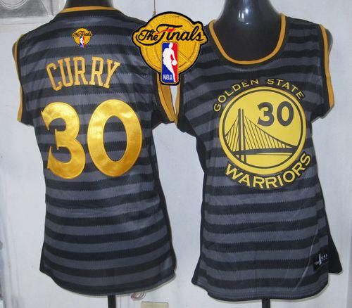 Warriors #30 Stephen Curry Black Grey The Finals Patch Women's Groove Stitched NBA Jersey