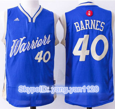 Warriors #40 Harrison Barnes Blue 2015-2016 Christmas Day Stitched NBA Jersey