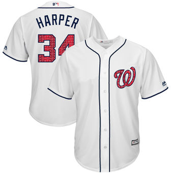 Washington Nationals Bryce Harper Majestic 2017 Stars & Stripes Cool Base Player Jersey - White