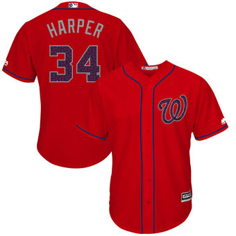 Washington Nationals Bryce Harper Majestic Fashion Stars & Stripes Cool Base Player Jersey - Scarlet Washington Nationals Bryce Harper Majestic Fashion Stars & Stripes Cool Base Player Jersey - Scarlet