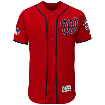 Washington Nationals Majestic Fashion Stars & Stripes FlexBase Jersey - Scarlet