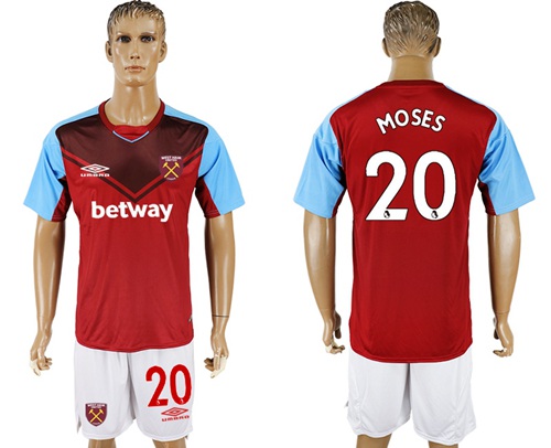 West Ham United #20 Moses Home Soccer Club Jersey
