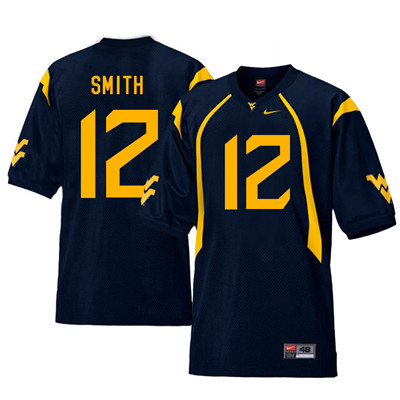 West Virginia Mountaineers 12 Geno Smith Navy College Football Jersey