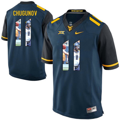 West Virginia Mountaineers Blue Chris Chugunov College Football Portrait Jersey