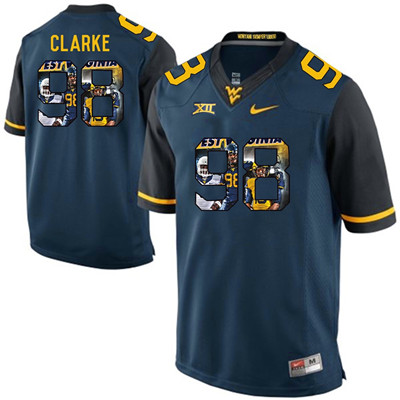 West Virginia Mountaineers Blue Will Clarke College Football Portrait Jersey West Virginia Mountaineers Blue Will Clarke College Football Portrait Jersey