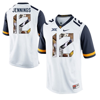 West Virginia Mountaineers White Gary Jennings College Football Portrait Jersey West Virginia Mountaineers White Gary Jennings College Football Portrait Jersey