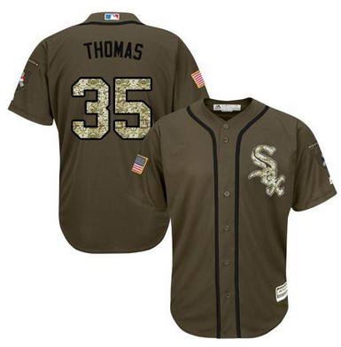 White Sox #35 Frank Thomas Green Salute to Service Stitched MLB Jersey White Sox #35 Frank Thomas Green Salute to Service Stitched MLB Jersey