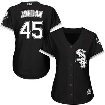 White Sox #45 Michael Jordan Black Alternate Women's Stitched MLB Jersey