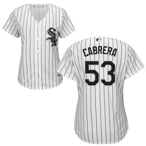 White Sox #53 Melky Cabrera White(Black Strip) Home Women's Stitched MLB Jersey