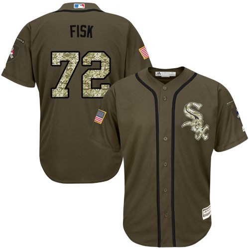 White Sox #72 Carlton Fisk Green Salute to Service Stitched MLB