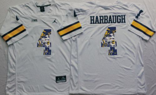 Wolverines #4 Jim Harbaugh White Player Fashion Stitched NCAA Jersey Wolverines #4 Jim Harbaugh White Player Fashion Stitched NCAA Jersey