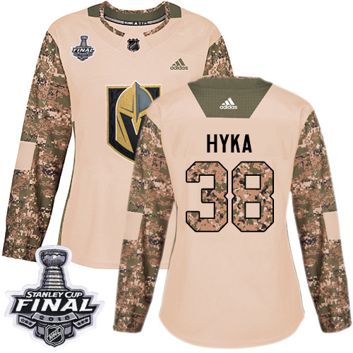 Women's Adidas Golden Knights #38 Tomas Hyka Camo Authentic 2017 Veterans Day 2018 Stanley Cup Final Women's Stitched NHL Jersey Women's Adidas Golden Knights #38 Tomas Hyka Camo Authentic 2017 Veterans Day 2018 Stanley Cup Final Women's Stitched NHL Jersey
