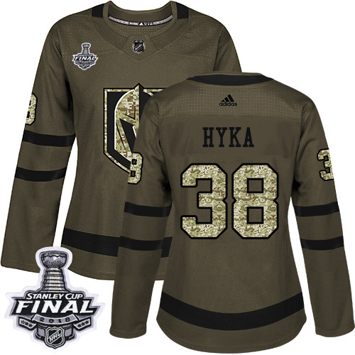 Women's Adidas Golden Knights #38 Tomas Hyka Green Salute to Service 2018 Stanley Cup Final Women's Stitched NHL Jersey Women's Adidas Golden Knights #38 Tomas Hyka Green Salute to Service 2018 Stanley Cup Final Women's Stitched NHL Jersey