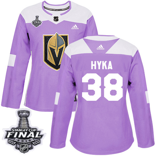 Women's Adidas Golden Knights #38 Tomas Hyka Purple Authentic Fights Cancer 2018 Stanley Cup Final Women's Stitched NHL Jersey